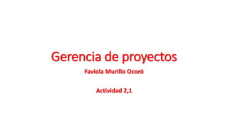 Gerencia de proyectos
Faviola Murillo Ocoró
Actividad 2,1
 