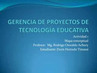 Actividad 1
Mapa conceptual
Profesor: Mg. Rodrigo Oswaldo Achury
Estudiante: Doris Hurtado Timaná
 