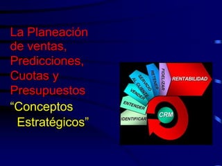 La Planeación
de ventas,
Predicciones,
Cuotas y
Presupuestos
“Conceptos
Estratégicos”
 