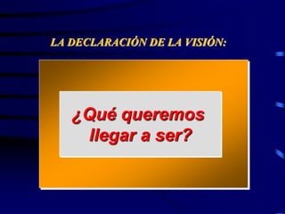 LA DECLARACIÓN DE LA VISIÓN:
¿Qué queremos
llegar a ser?
 
