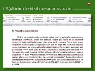 CITAÇÃO indireta de vários documentos do mesmo autor
 