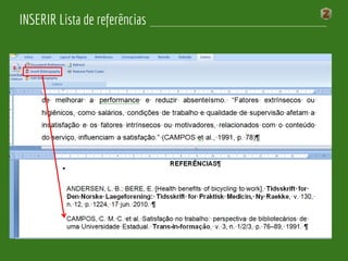 INSERIR Lista de referências
 