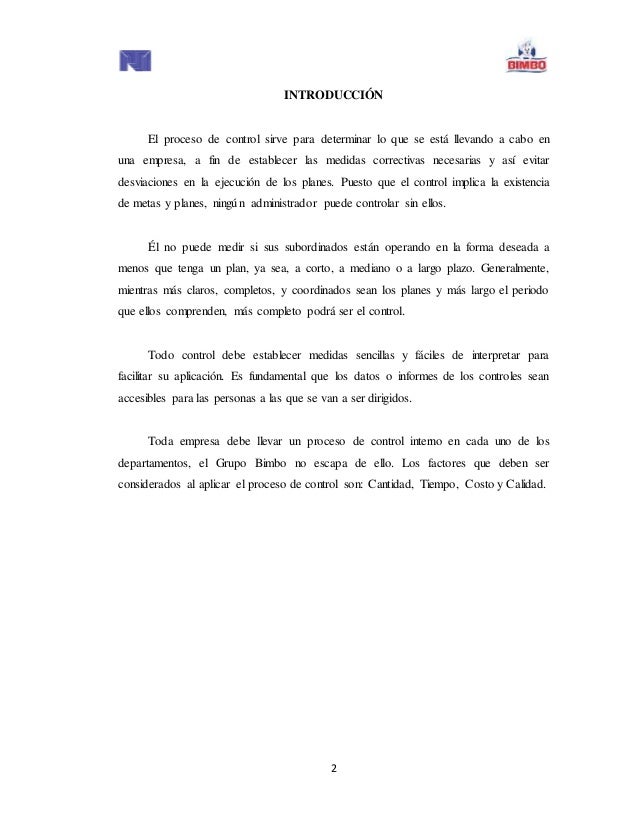 SISTEMA DE CONTROL EMPRESA BIMBO