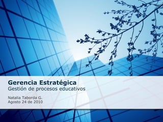 Gerencia Estratégica Gestión de procesos educativos   Natalia Taborda G. Agosto 24 de 2010 