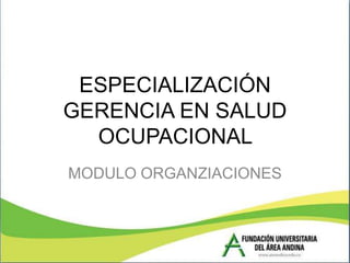 ESPECIALIZACIÓN
GERENCIA EN SALUD
  OCUPACIONAL
MODULO ORGANZIACIONES
 