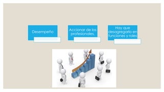 Desempeño
Accionar de los
profesionales,
Hay que
desagregarlo en
funciones y roles
 
