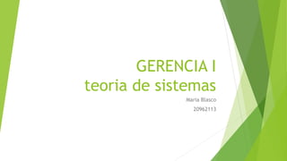 GERENCIA I 
teoria de sistemas 
Maria Blasco 
20962113 
 