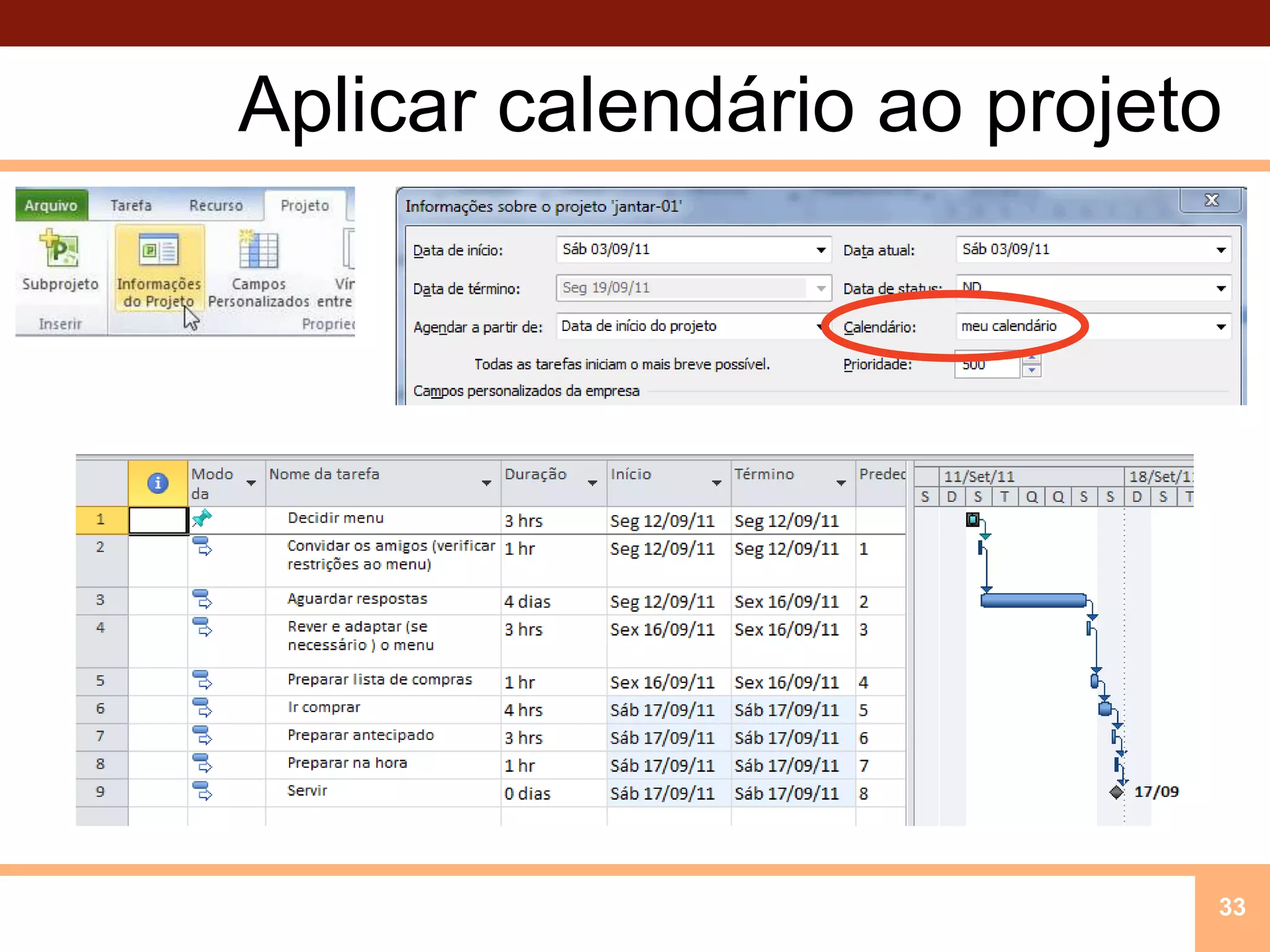 Aplicar calendário ao projeto33