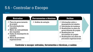 5.6 - Controlar o Escopo
19
 