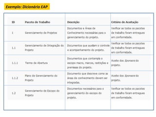 Exemplo:	
  Dicionário	
  EAP	
  
 