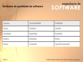 slide 11 © 2011 Pearson Prentice Hall. Todos os direitos reservados.
Atributos de qualidade de software
 