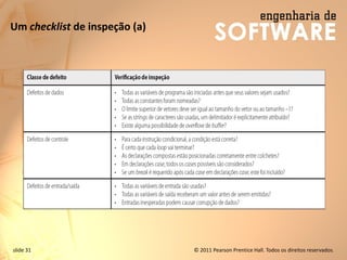 slide 31 © 2011 Pearson Prentice Hall. Todos os direitos reservados.
Um checklist de inspeção (a)
 