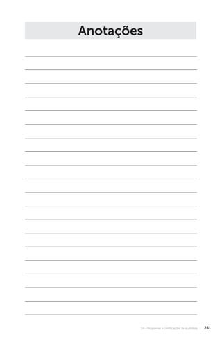 U4 - Programas e certificações da qualidade 251
Anotações
 