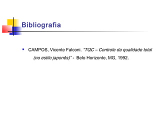 Bibliografia


   CAMPOS, Vicente Falconi. “TQC – Controle da qualidade total
      (no estilo japonês)“ - Belo Horizonte, MG, 1992.
 