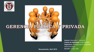 Barquisimeto, Abril 2015
Autora: Stephany C. Castro B.
Cedula de Identidad: V-20.920.966
Asignatura: Introducción a la Gestión
Administrativa
Sección: Grupo 16D
 