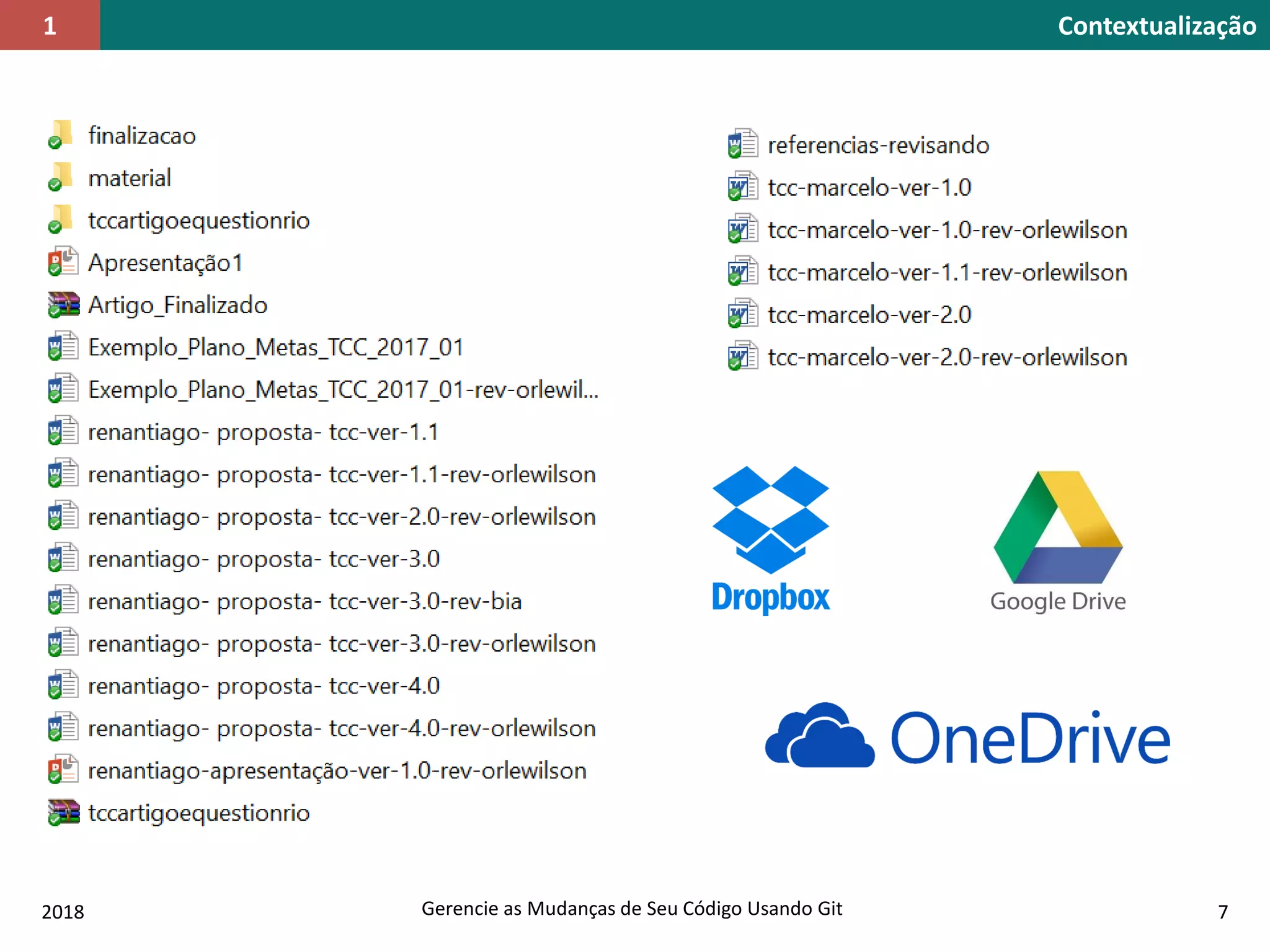 2018 Gerencie as Mudanças de Seu Código Usando Git 7
Contextualização1
 