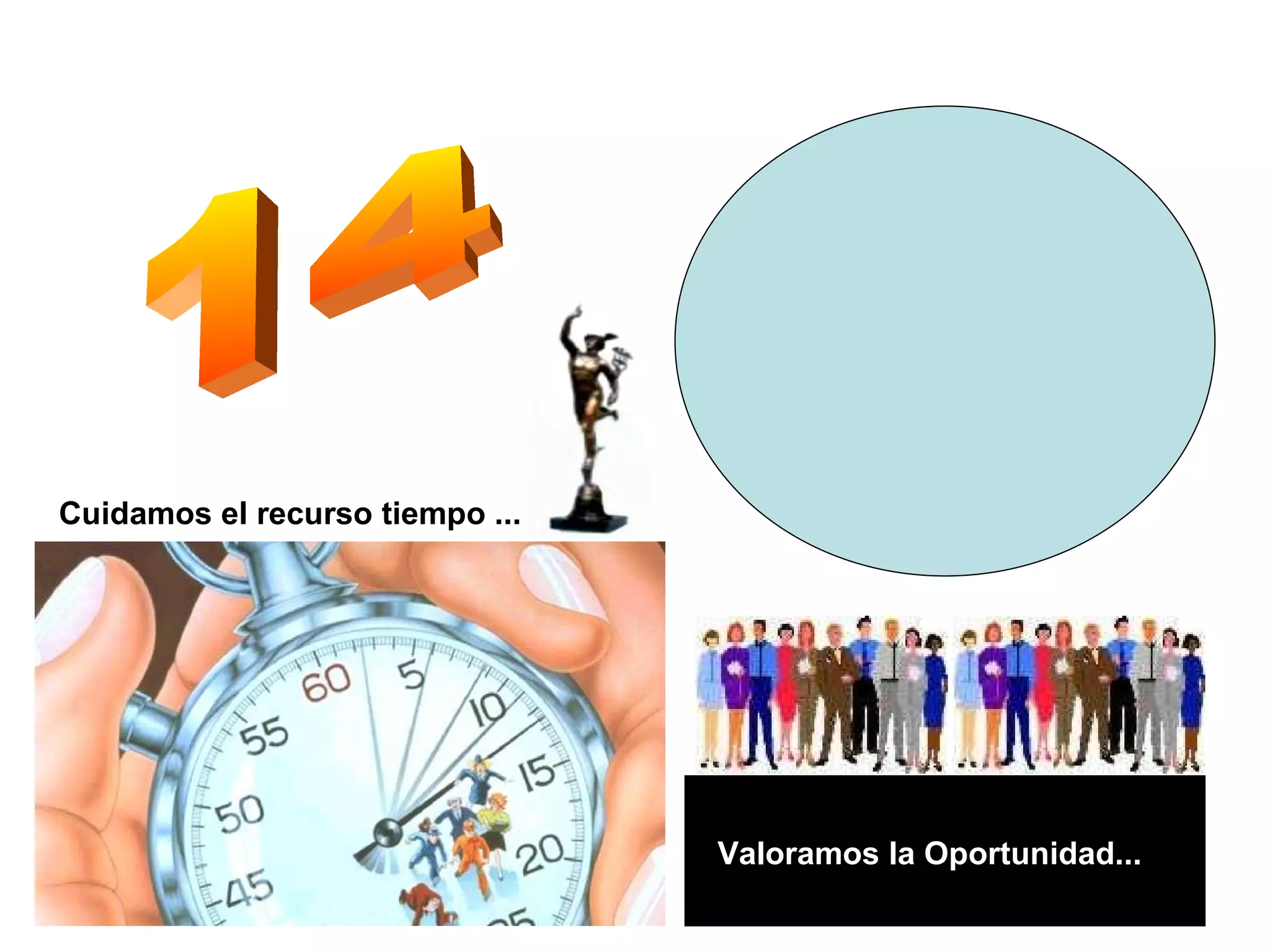 14 Cuidamos el recurso tiempo ... Valoramos la Oportunidad... 
