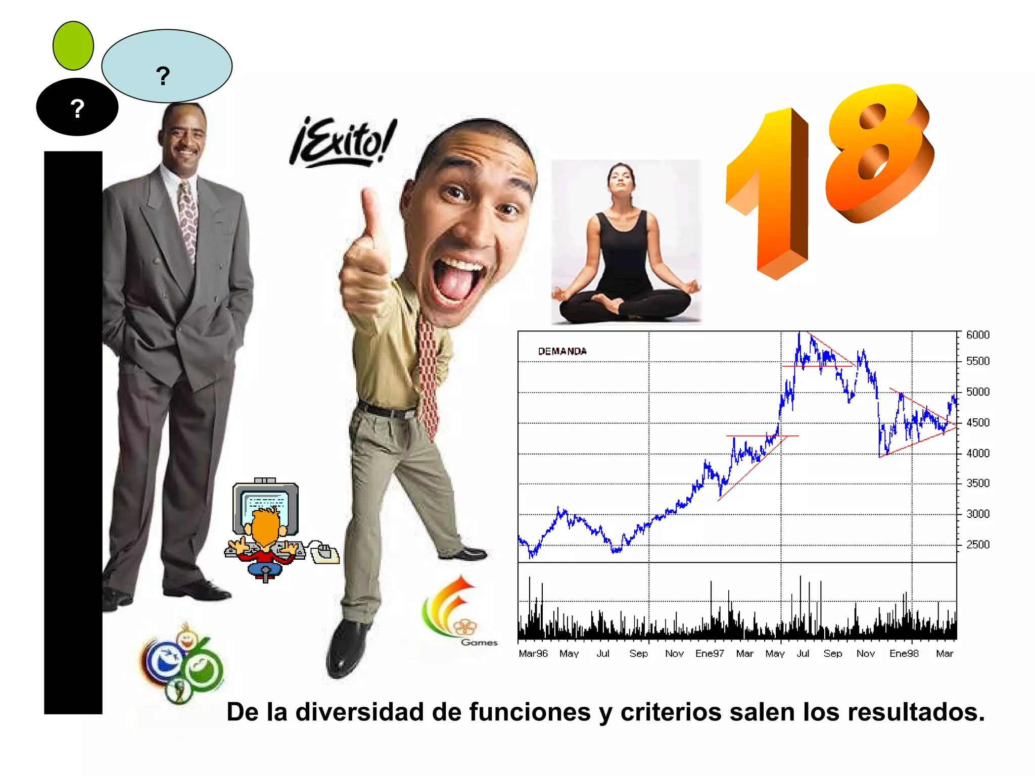 18 De la diversidad de funciones y criterios salen los resultados. ? ? 