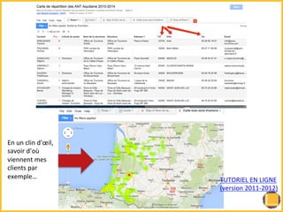 TUTORIEL 
EN 
LIGNE 
(version 
2011-­‐2012) 
En 
un 
clin 
d’oeil, 
savoir 
d’où 
viennent 
mes 
clients 
par 
exemple… 
 