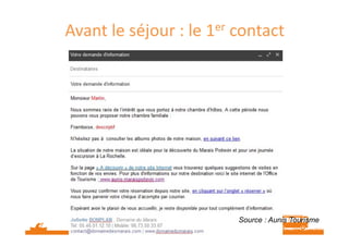 Avant le séjour : le 1er contact 
Source : Aunis Tourisme 
 
