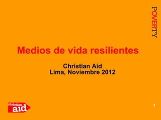 Medios de vida resilientes
          Christian Aid
      Lima, Noviembre 2012




                             1
 