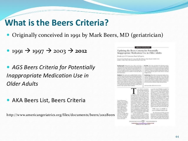 Beers List Geriatrics , Potentially Harmful Drugs in the Elderly: Beers ...