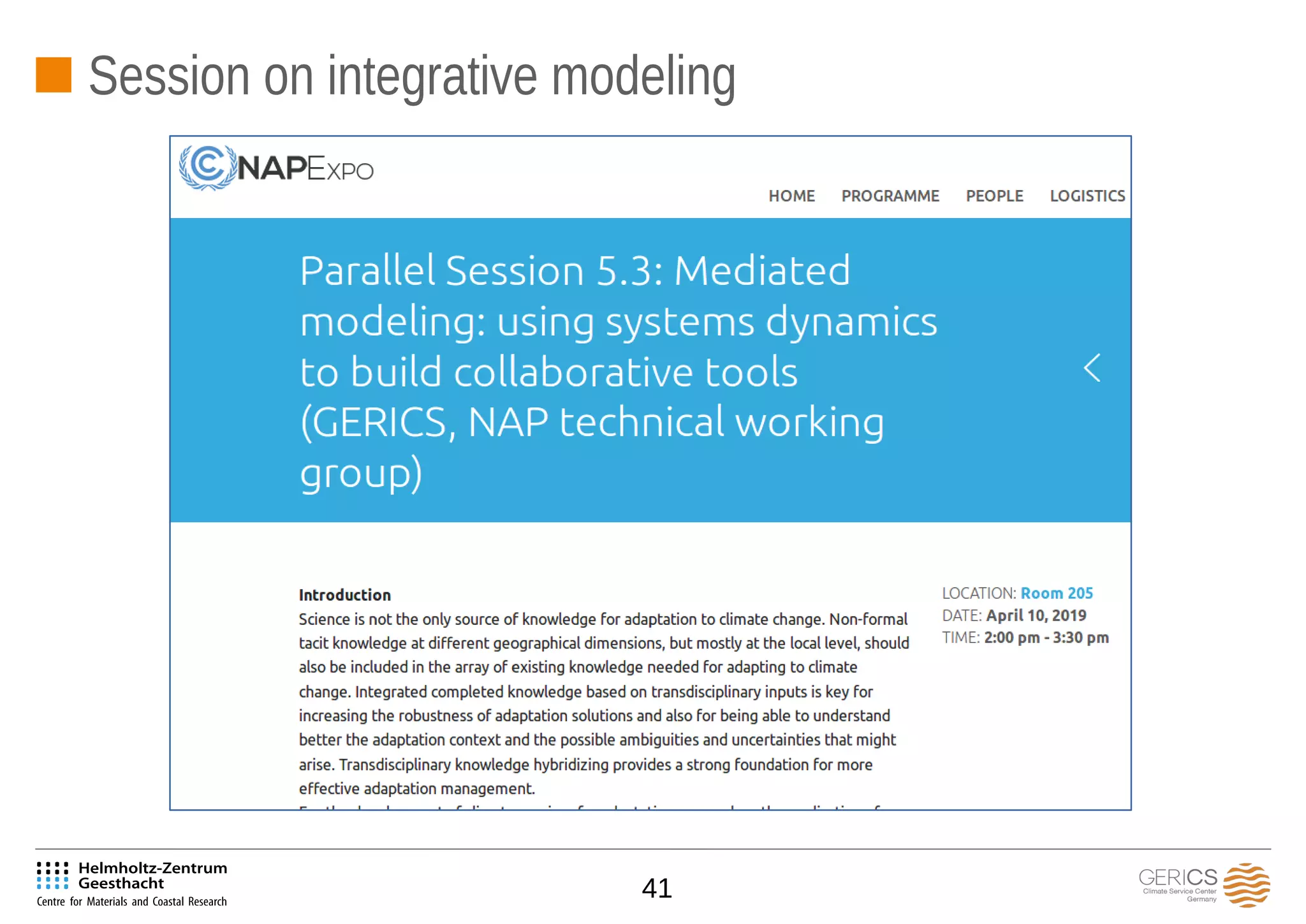 41
Session on integrative modeling
 