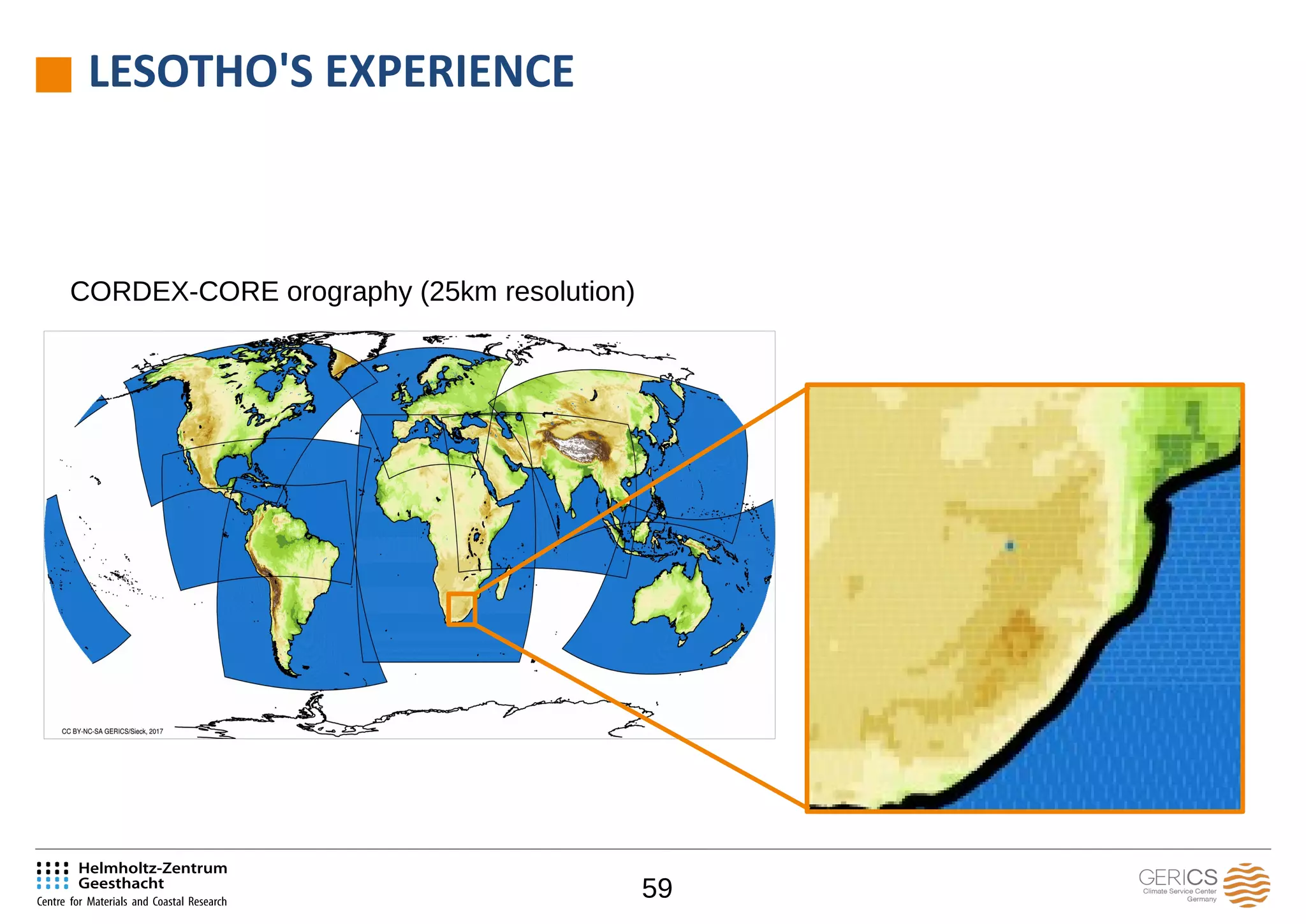 59
LESOTHO'S EXPERIENCE
CORDEX-CORE orography (25km resolution)
 