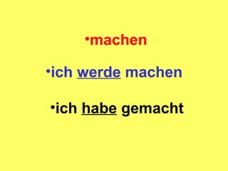 machen ich habe gemacht ich werde machen