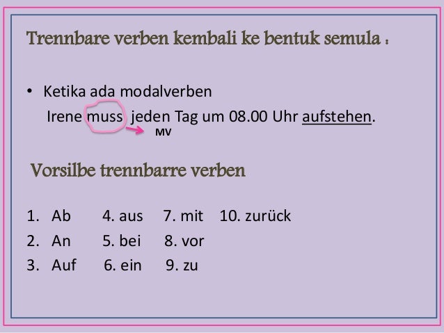German Trennbare Verben Und Untrennbare Verben