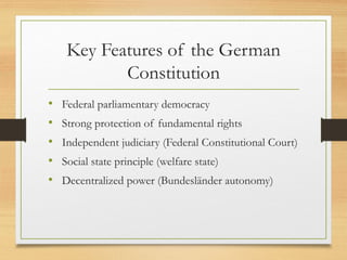 German Basic Rights The German Constitution (Grundgesetz) and Its Lessons for Strengthening ...