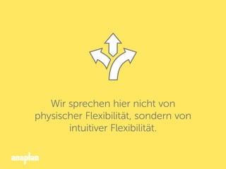 Wir sprechen hier nicht von
physischer Flexibilität, sondern von
intuitiver Flexibilität.
 