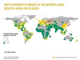 (N=769 cities)
WITH GROWTH MOSTLY IN AFRICA AND
SOUTH ASIA 2015-2030
Source: World Resources Report
Data Source: Oxford Economics
 