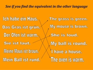 A1/1 An Introductory Lesson to German (for speakers of English) | PDF