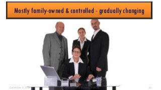 Mostly family-owned & controlled - gradually changing

December 9, 2013

© 2013 Business Thinking Institute

16

 
