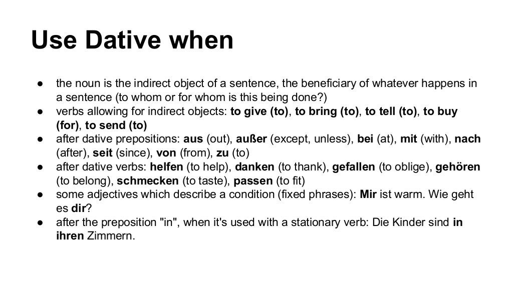 German nominative accusative dative
