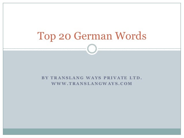 Top 20 German Words