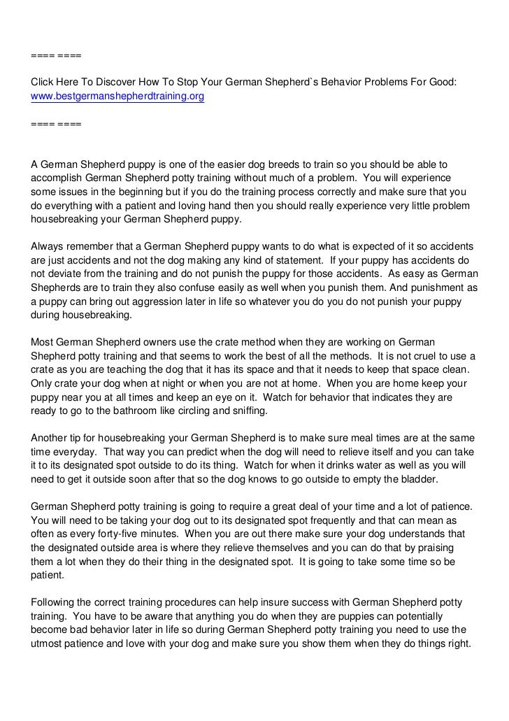 german shepherd potty training problems