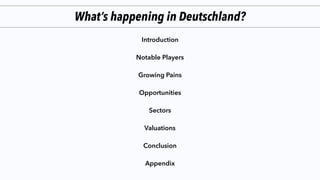 2
Many new venture funds have been raised in Germany
1Cash on Hand and Bank Balance, RKET Annual Report, Rocket ECP, Earlybird, Creathor, bmp, Target Partners, Lakestar, Coparion, Crunchbase: Global Founders Capital,
Holtzbrinck, HTGF, Cherry Ventures, Dow Jones Venture Source, CBInsights, Estimates may sometimes include realisations, does not include funds HQ’d outside of Germany
TotalFundsRaisedorSimilar(€1,000s)
FUNDS RAISED IN 2016
Funds domiciled in Germany or
primarily do business there
0
400
800
1,200
1,600 RocketInternet
RocketRICP
EarlyBird
Holtzbrink
HTGF
Acton
Lakestar
TargetPartners
ProjectA
Coparion
B-to-V
IBB
Creathor
Cherry
BlueYard
PointNine
Speedinvest
Paua
Capnamic
4065100110120
150
180182200225
290300
385
470
576
635
700
1,000
1,504
 