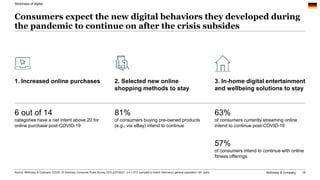 McKinsey & Company 18
Consumers expect the new digital behaviors they developed during
the pandemic to continue on after t...