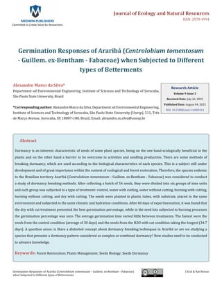 Germination Responses of Araribá (Centrolobium tomentosum - Guillem. ex ...