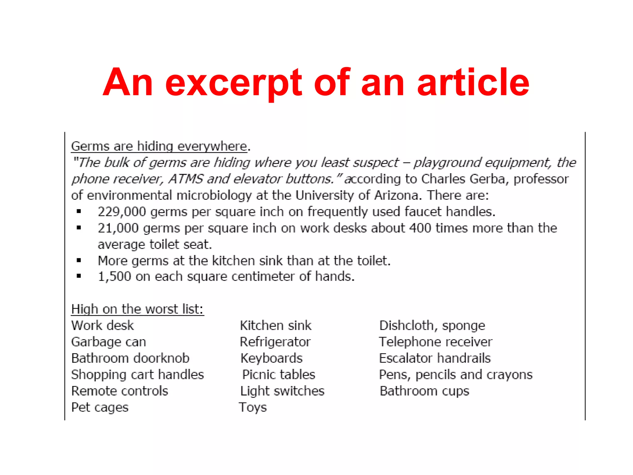 An excerpt of an article 