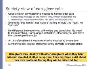Geron 2014: Caregiver Issues and Challenges by Swapna Kishore (Kolkata ...