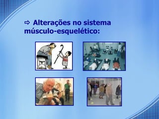    Alterações no sistema músculo-esquelético: 