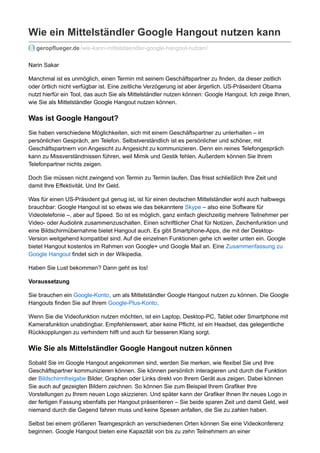 Wie ein Mittelständler Google Hangout nutzen kann
geropflueger.de /wie-kann-mittelstaendler-google-hangout-nutzen/
Narin S...