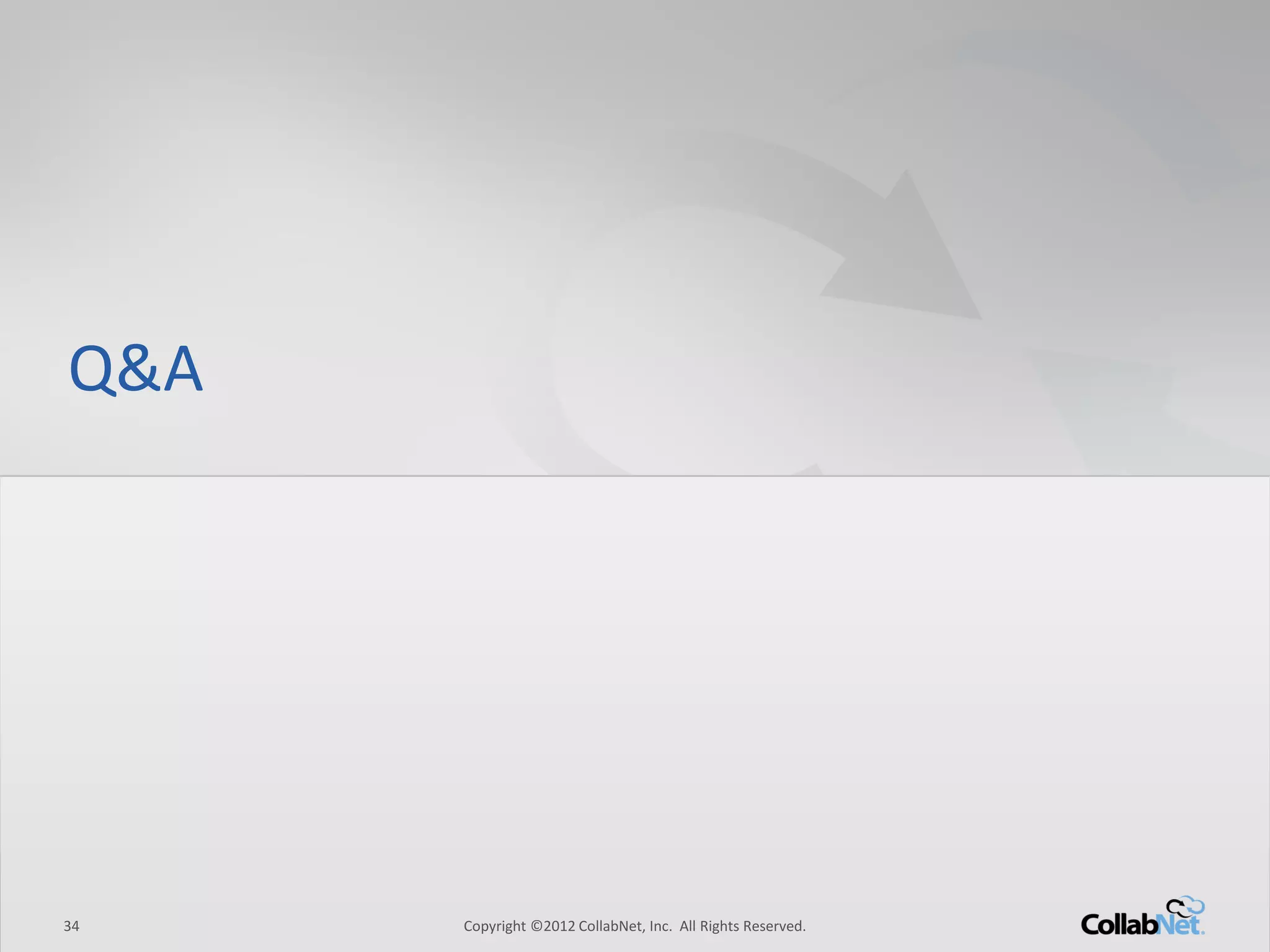 34 
Copyright ©2012 CollabNet, Inc. All Rights Reserved. 
Q&A  