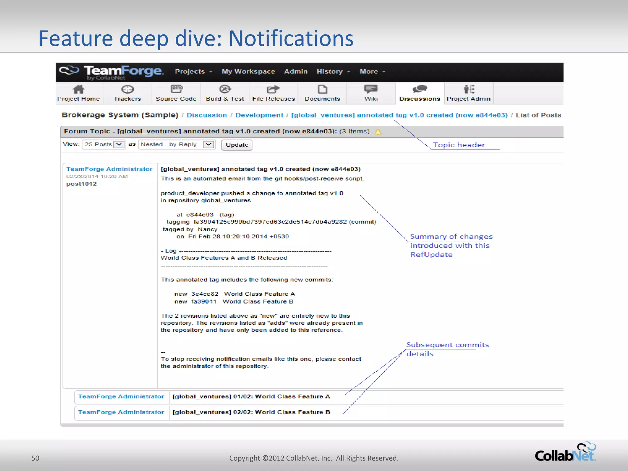 50 
Copyright ©2012 CollabNet, Inc. All Rights Reserved. 
Feature deep dive: Notifications  