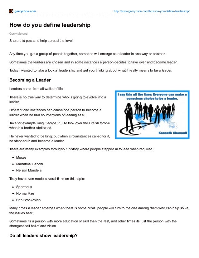  how do you define leadership 