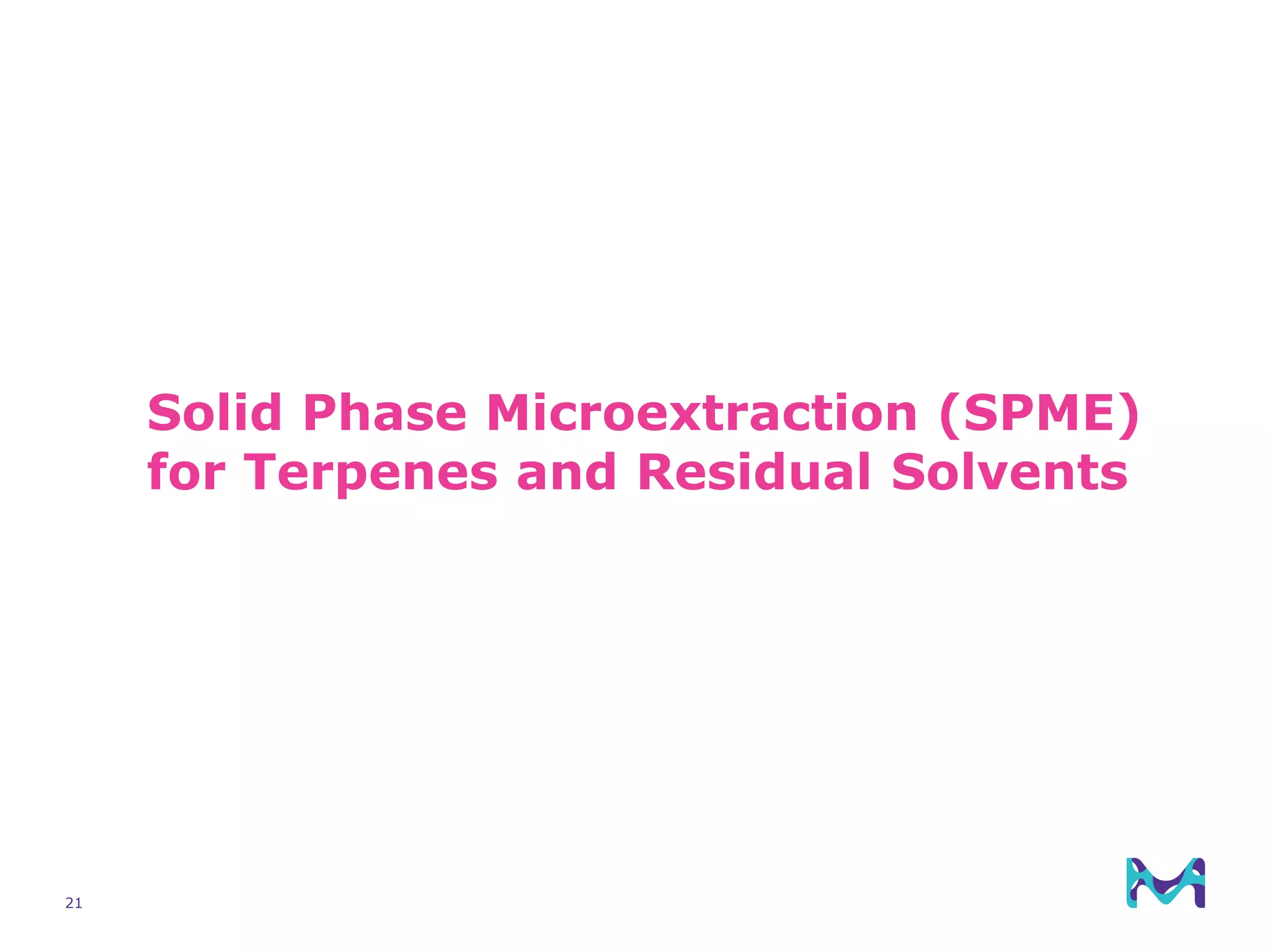 21
Solid Phase Microextraction (SPME)
for Terpenes and Residual Solvents
 