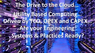 Virtuous COGS cycle
Drive
Down
Hardware
Cost
Design for
Autonomy,
Availability
Rationalize
IT Pro
Activities
 